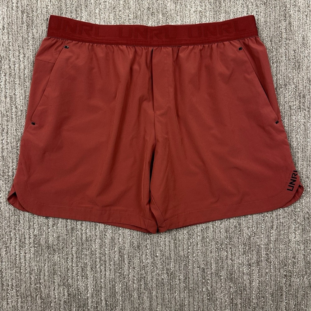 UNRL Mens Active Performance Shorts Red XL Leave A Legacy Athletic Gym Workout
